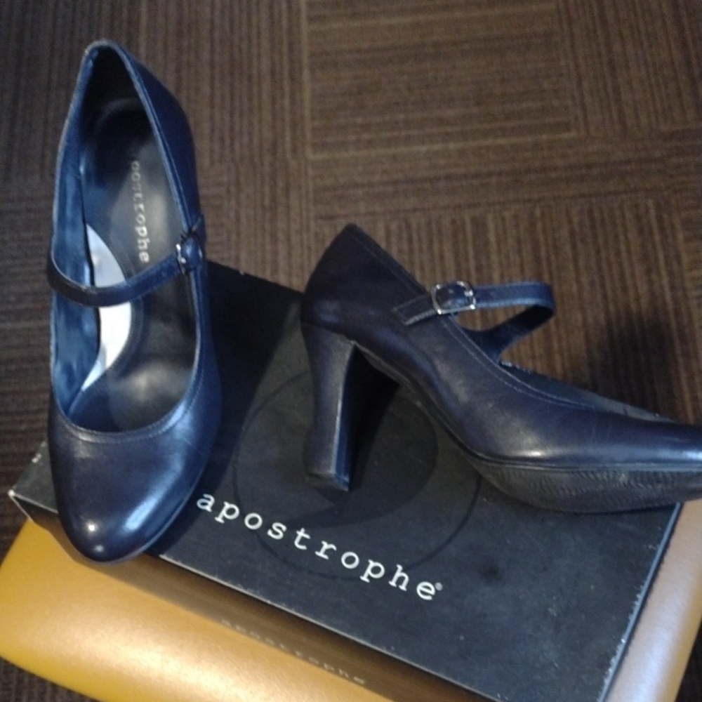 Apostrophe Elegant Navy Blue Mary Jane Heels